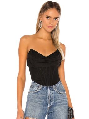 NBD Black Strapless Corset Crop Top